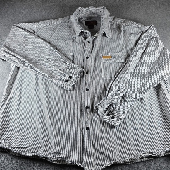 HickoryShirtCo. Other - HickoryShirtCo Mens 3XL Blue White Striped Cotton Long Sleeve Work Shirt Pockets